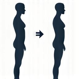 Ilustrație a unei siluete umane cu o postură incorectă (ex: umeri aplecați) și o aliniere corectată.