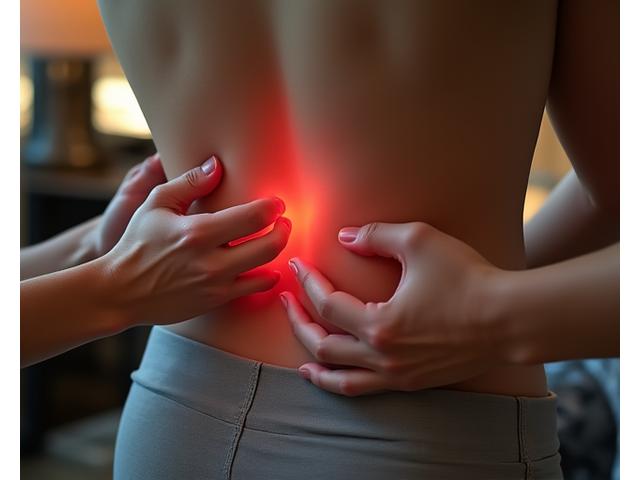 Un masor aplică presiune profundă pe mușchii spatelui unui client, concentrându-se pe țesuturile profunde pentru a elibera tensiunea cronică.