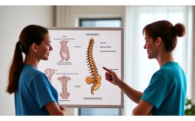 Un terapeut explicând un model anatomic unui pacient
