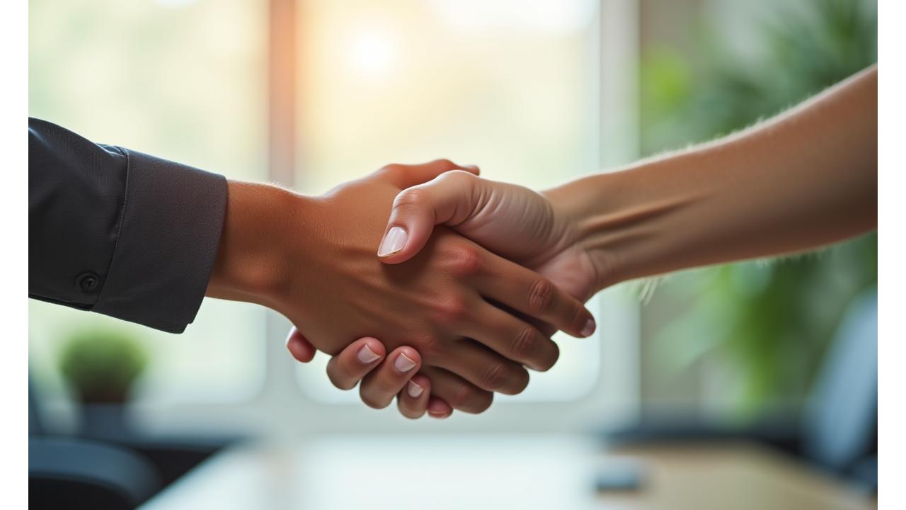 Mâini care încheie un acord sau o strângere de mână, simbolizând încrederea și lipsa obligațiilor