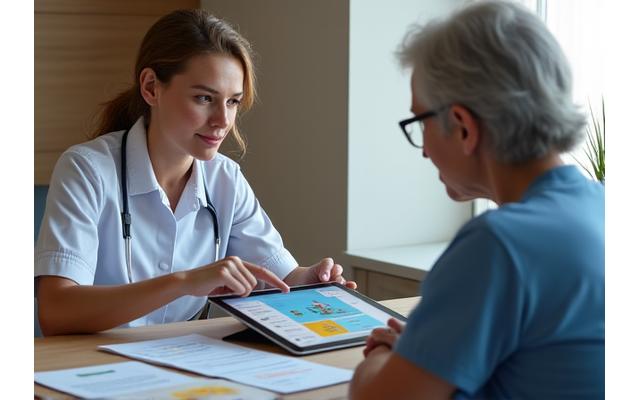 Fizioterapeut discutând un plan de recuperare personalizat cu un pacient